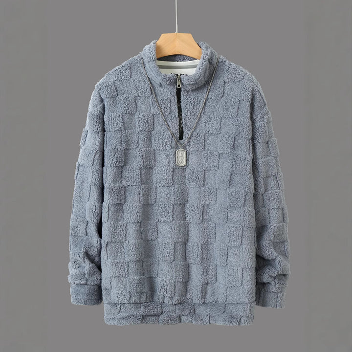 Men's fleece pullover with textured surface and high collar Lisslune