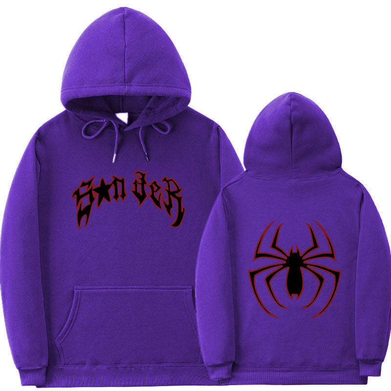 Women's hoodie with striking spider motif and coarse lettering Lisslune