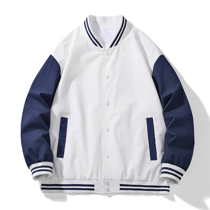 Men's Sporty College Jacket with Contrast Sleeves Lisslune