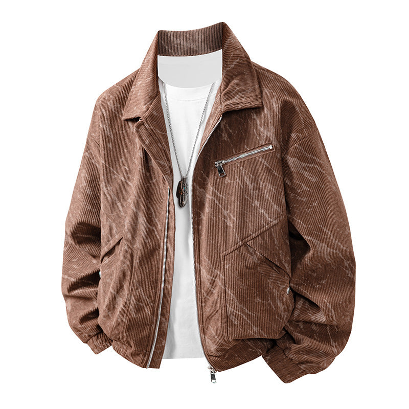 Men's fashionable cord jacket with modern accents Lisslune