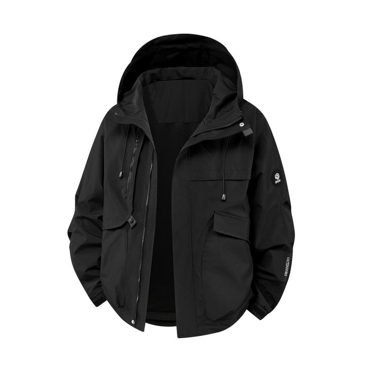 Men's technical outdoor jacket with waterproof material and numerous zippered pockets Lisslune