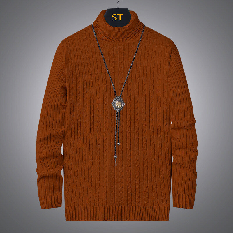 Men's turtleneck sweater with textured cable pattern Lisslune