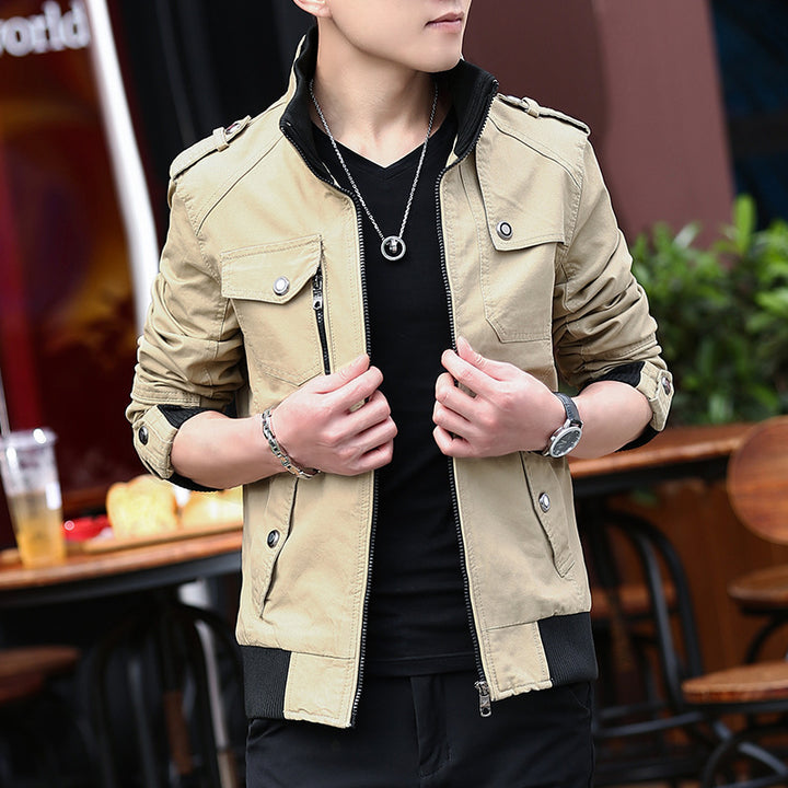 Men's stylish casual jacket with practical pockets and stand collar Lisslune