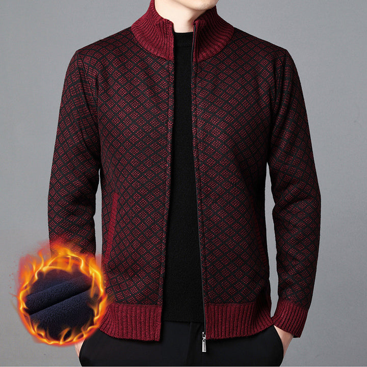 Men's cardigan with high collar and innovative pattern Lisslune