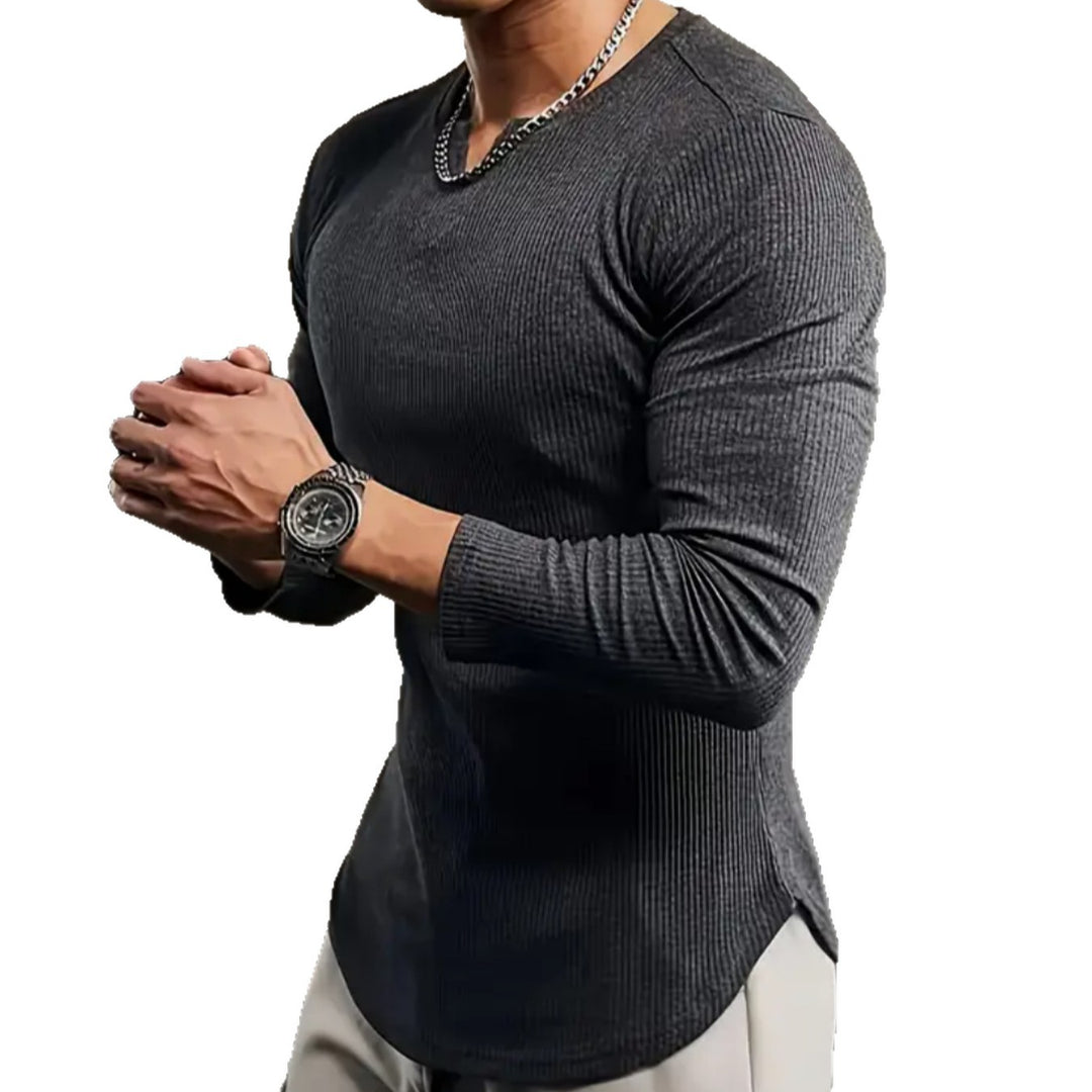 Men's Long Sleeve Shirt with Innovative Ribbed Texture Lisslune