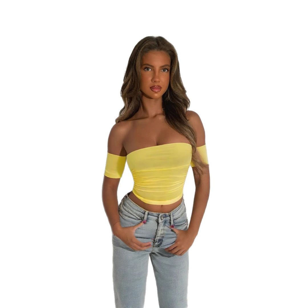 Damen Off-Shoulder Bluse aus elastischem Material mit figurformendem Schnitt Lisslune