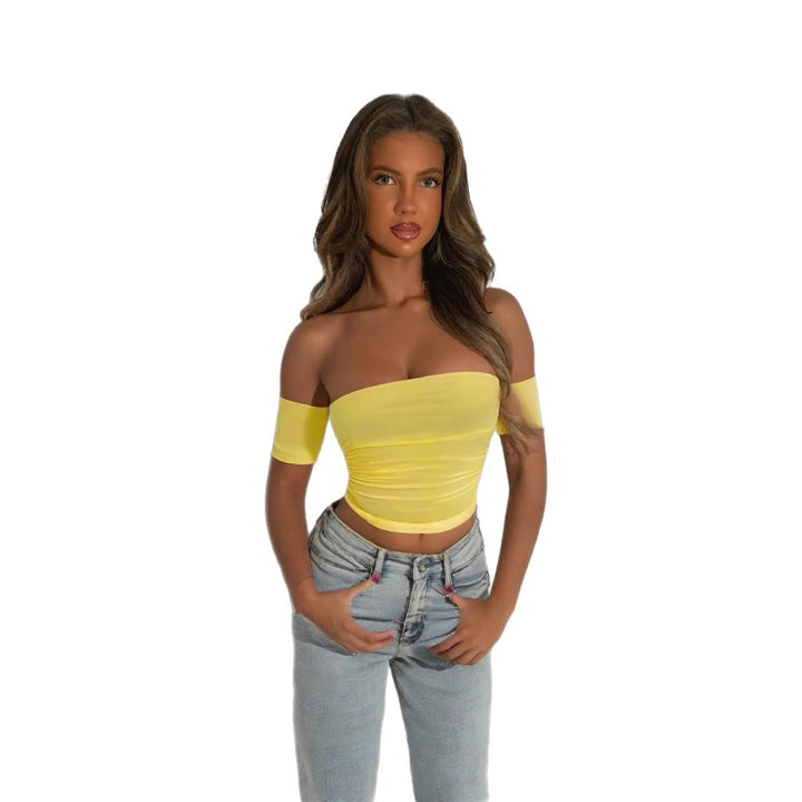 Damen Off-Shoulder Bluse aus elastischem Material mit figurformendem Schnitt Lisslune