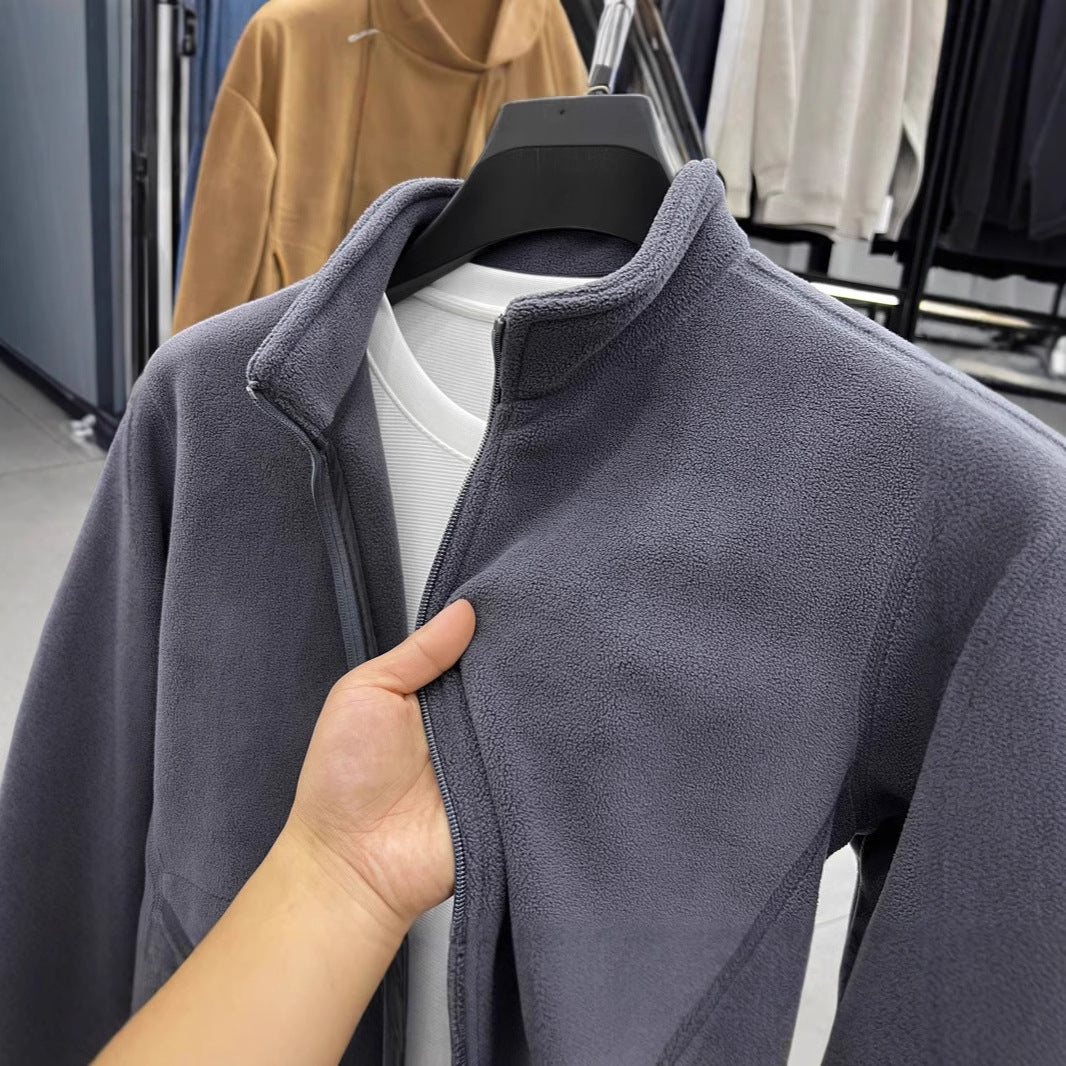Men's fleece jacket with high collar and practical pockets Lisslune