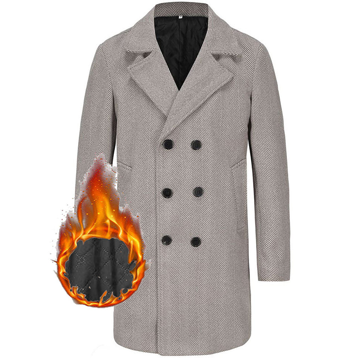 Men's elegant double-breasted coat in herringbone pattern Lisslune