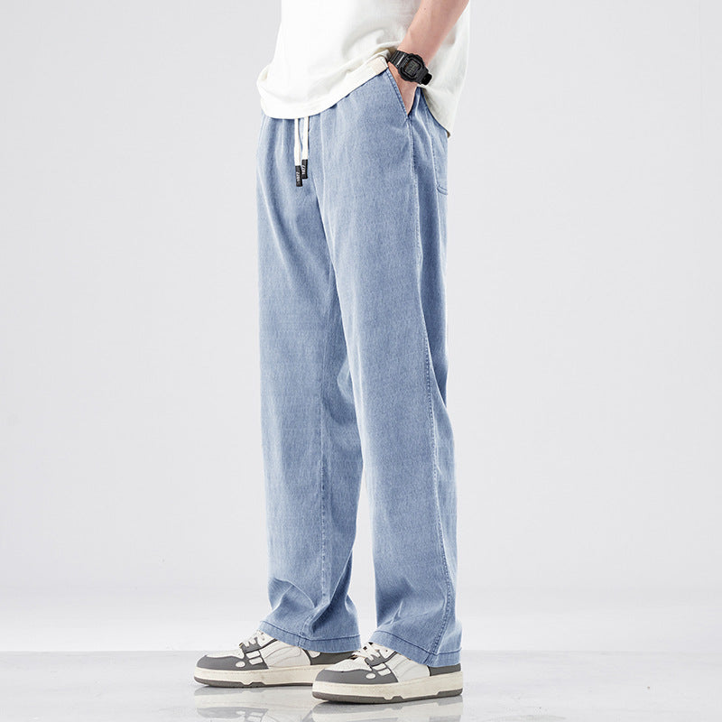 Men's casual leisure pants with a loose fit and elastic waistband Lisslune