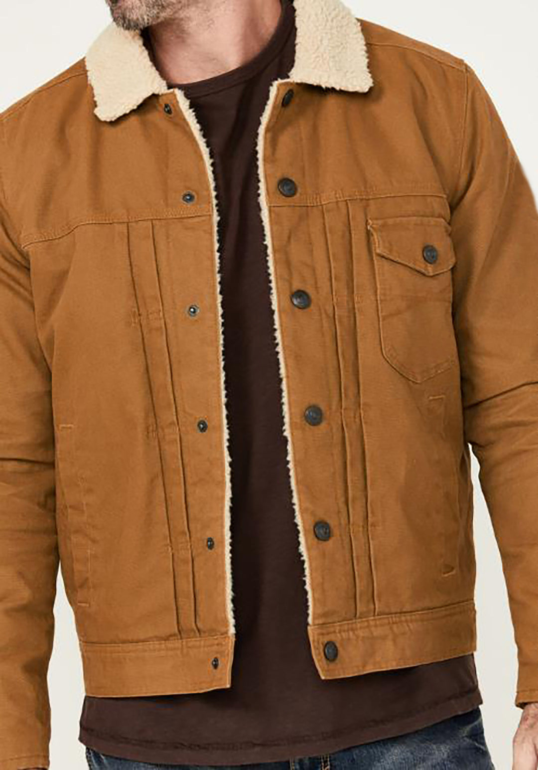 Men's padded denim jacket with teddy collar and practical pockets Lisslune