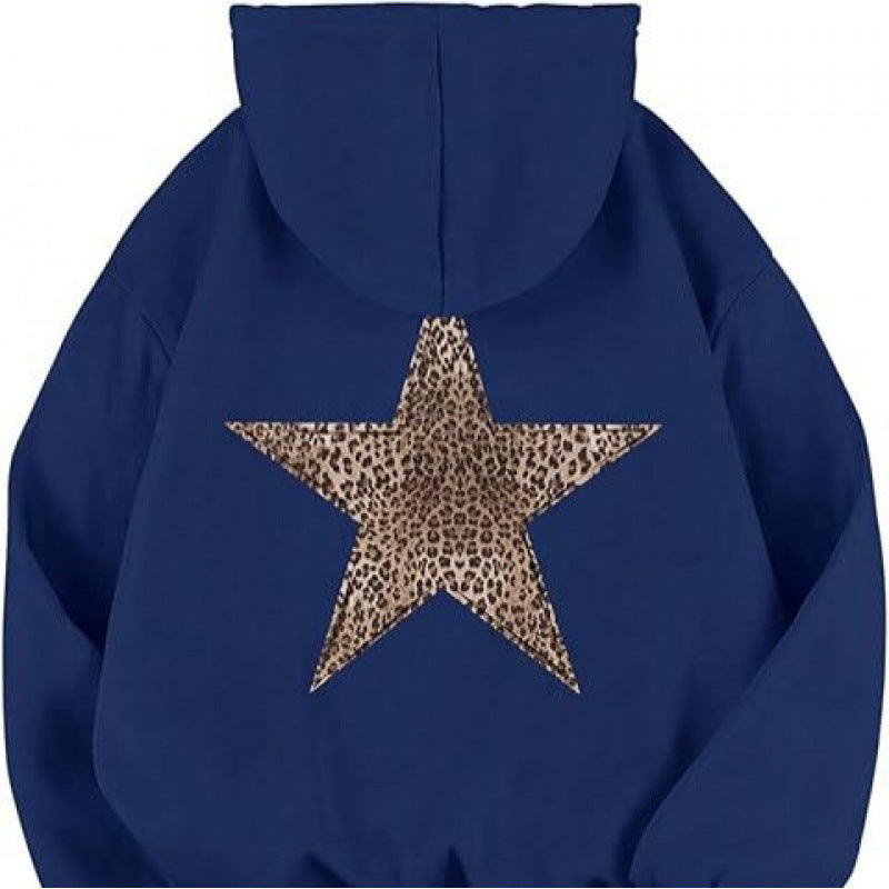 Women's hoodie with stylish leopard star design and relaxed fit Lisslune