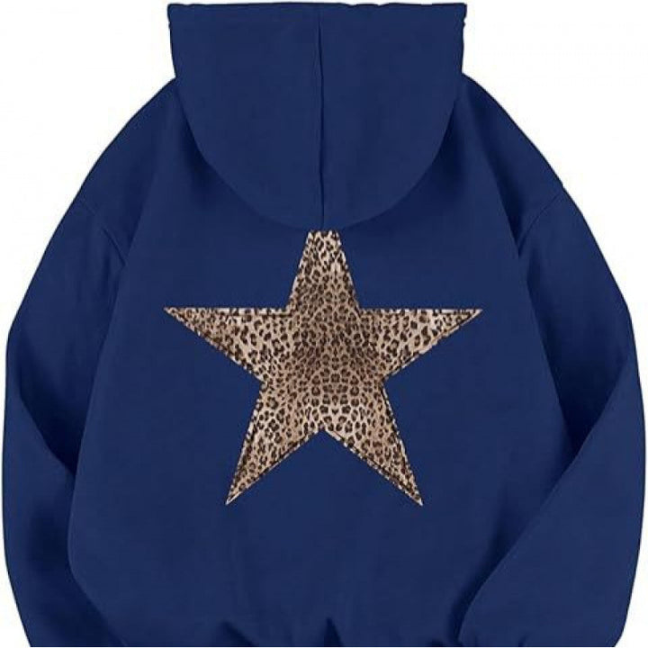 Women's hoodie with stylish leopard star design and relaxed fit Lisslune