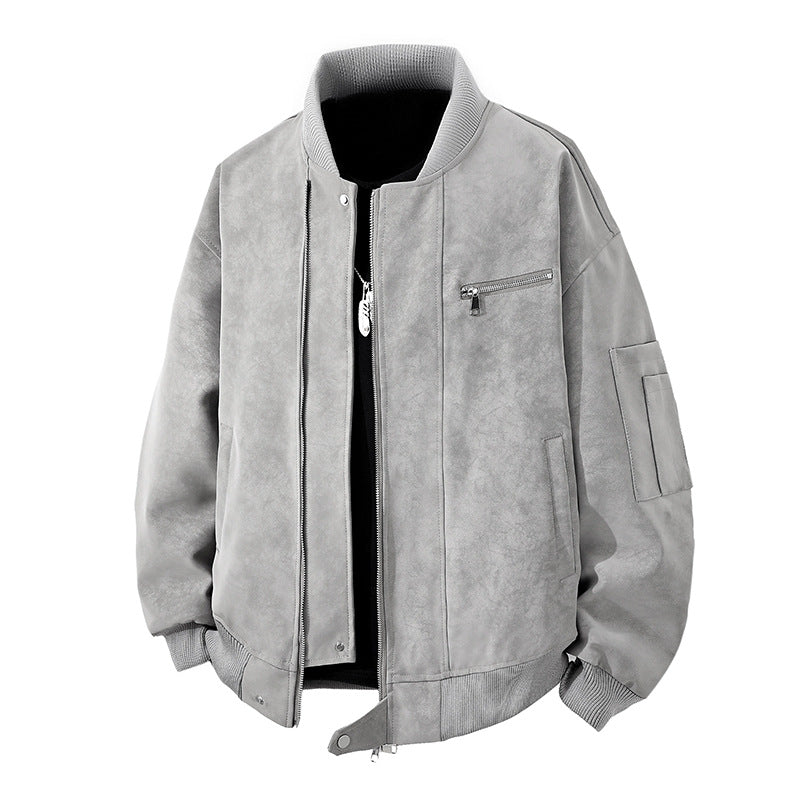 Men's Trendy Bomber Jacket in Vintage Look with Practical Zipper and Stylish Details Lisslune