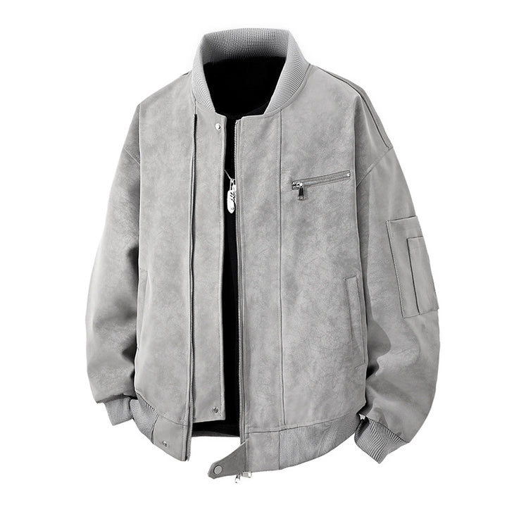 Men's Trendy Bomber Jacket in Vintage Look with Practical Zipper and Stylish Details Lisslune