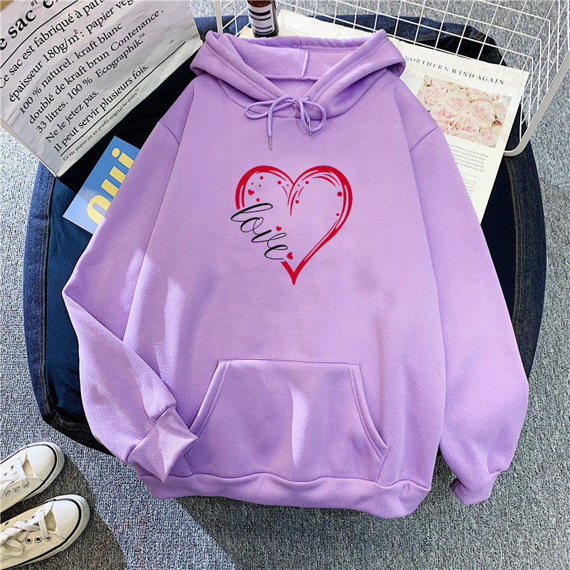 Women's hoodie with romantic heart design and high-quality fleece Lisslune