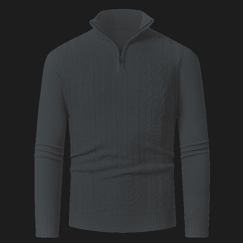 Men's knitted pullover with modern collar and zipper Lisslune