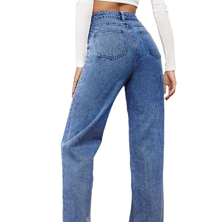 Ladies high-cut denim jeans with wide leg Lisslune