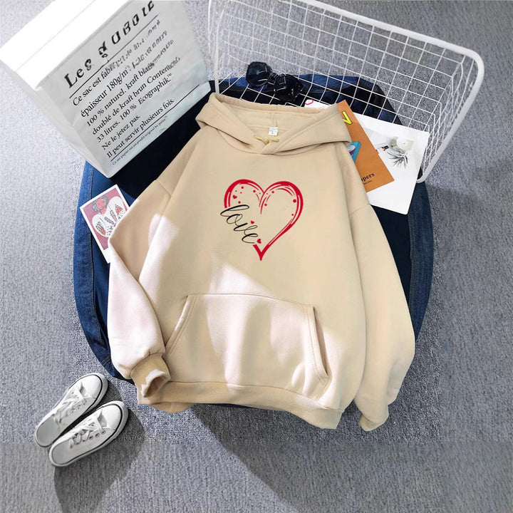 Women's hoodie with romantic heart design and high-quality fleece Lisslune