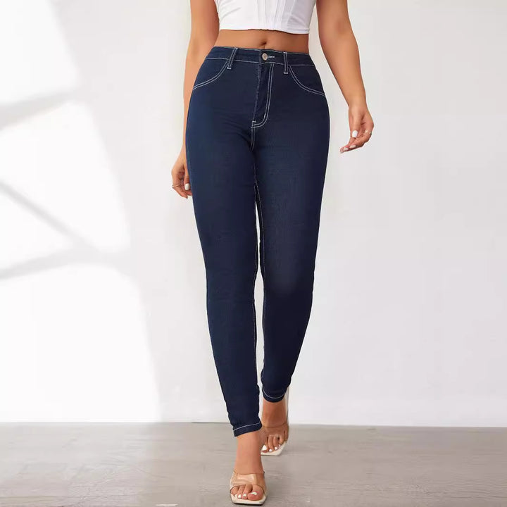 Women's Slim Fit Jeans with High Waist and Innovative Seam Design Lisslune