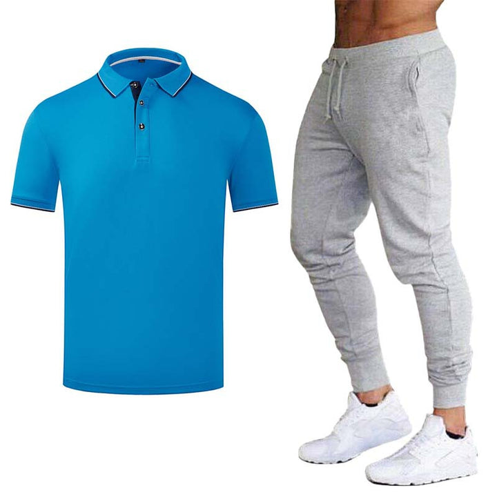 Men's Sports Polo Shirt and Jogging Pants Set Lisslune