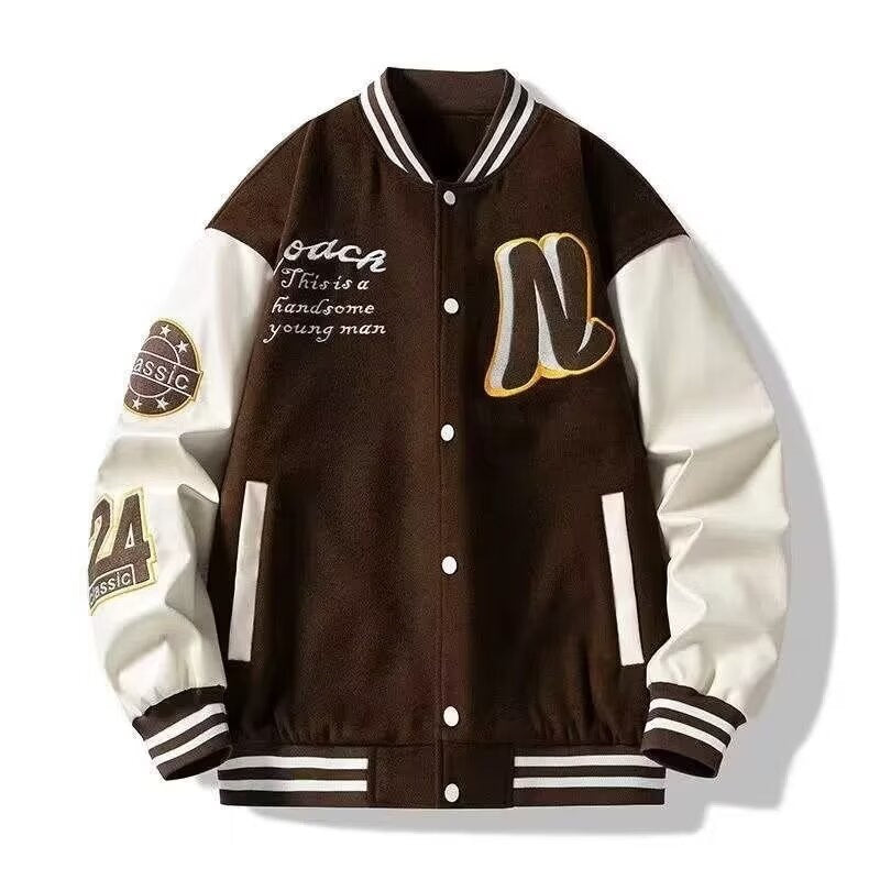 Men's College Jacket with Embroidered Emblems Lisslune