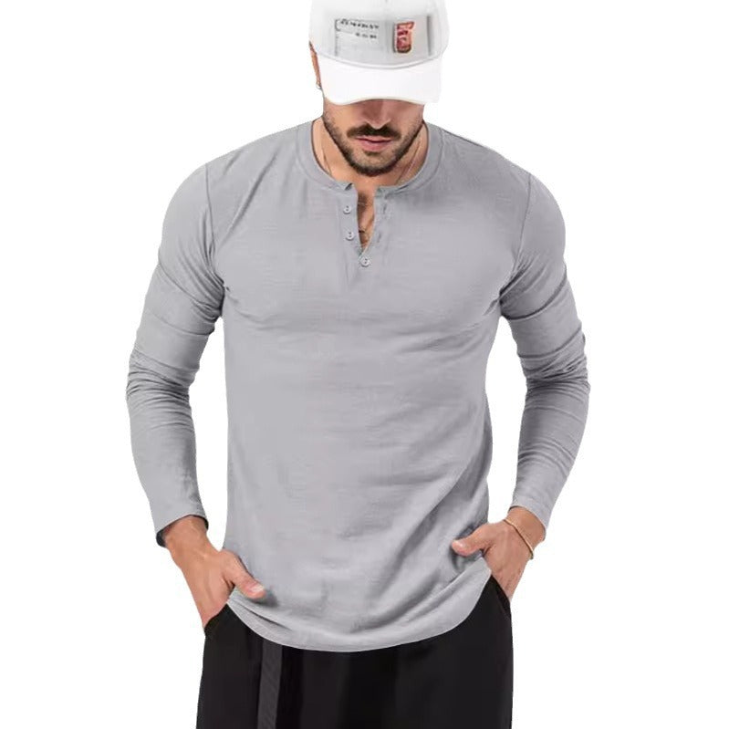 Men's Long Sleeve Henley Shirt with Stylish Button Closure Lisslune