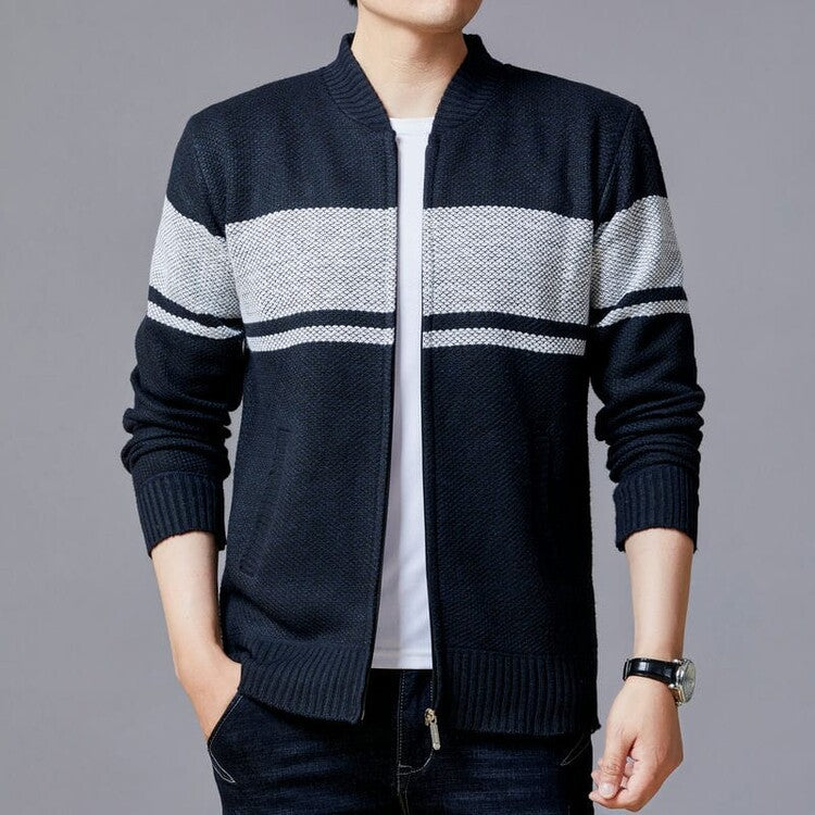 Men's cardigan with modern zipper and textured design Lisslune