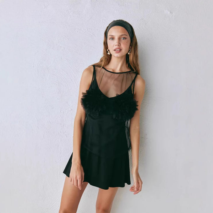 Women's Transparent Blouse with Voluminous Ruffles Lune London
