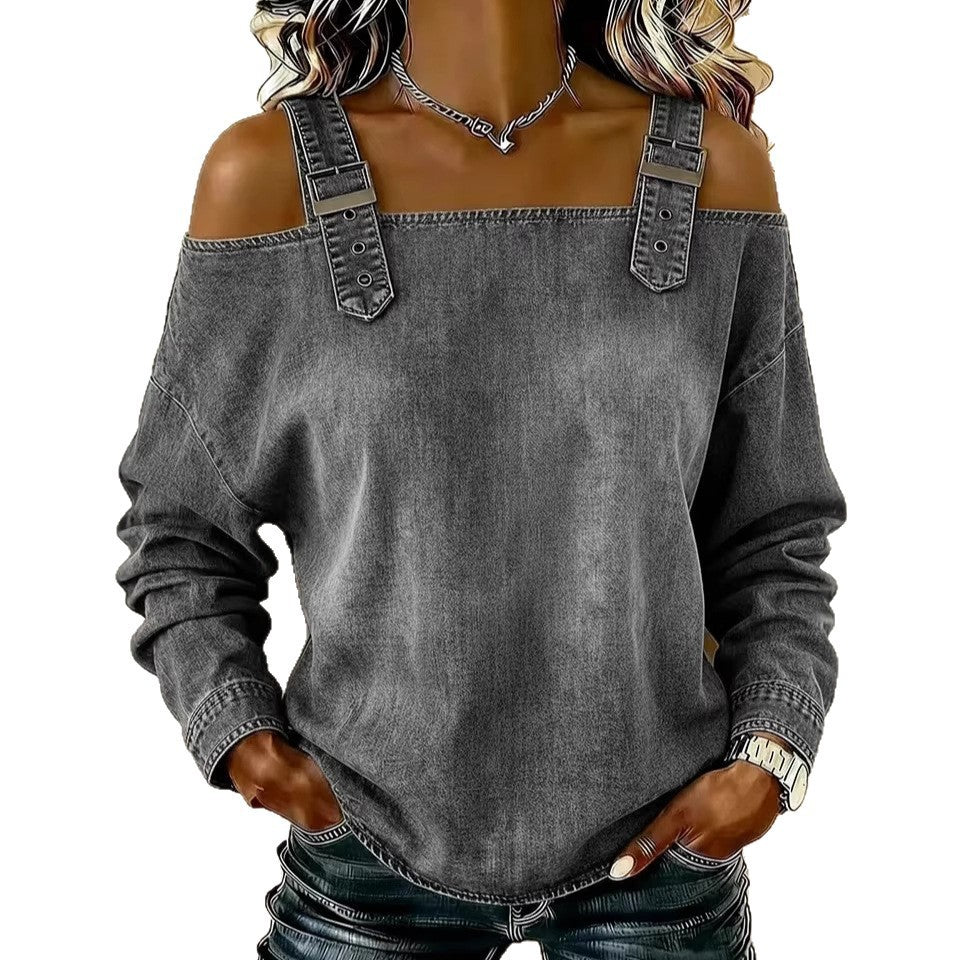 Women's casual sweatshirt with decorative shoulder details Lisslune
