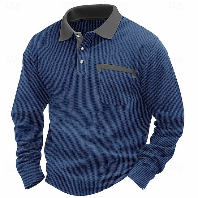 Men's polo shirt with textured fabric and elegant edge Lisslune