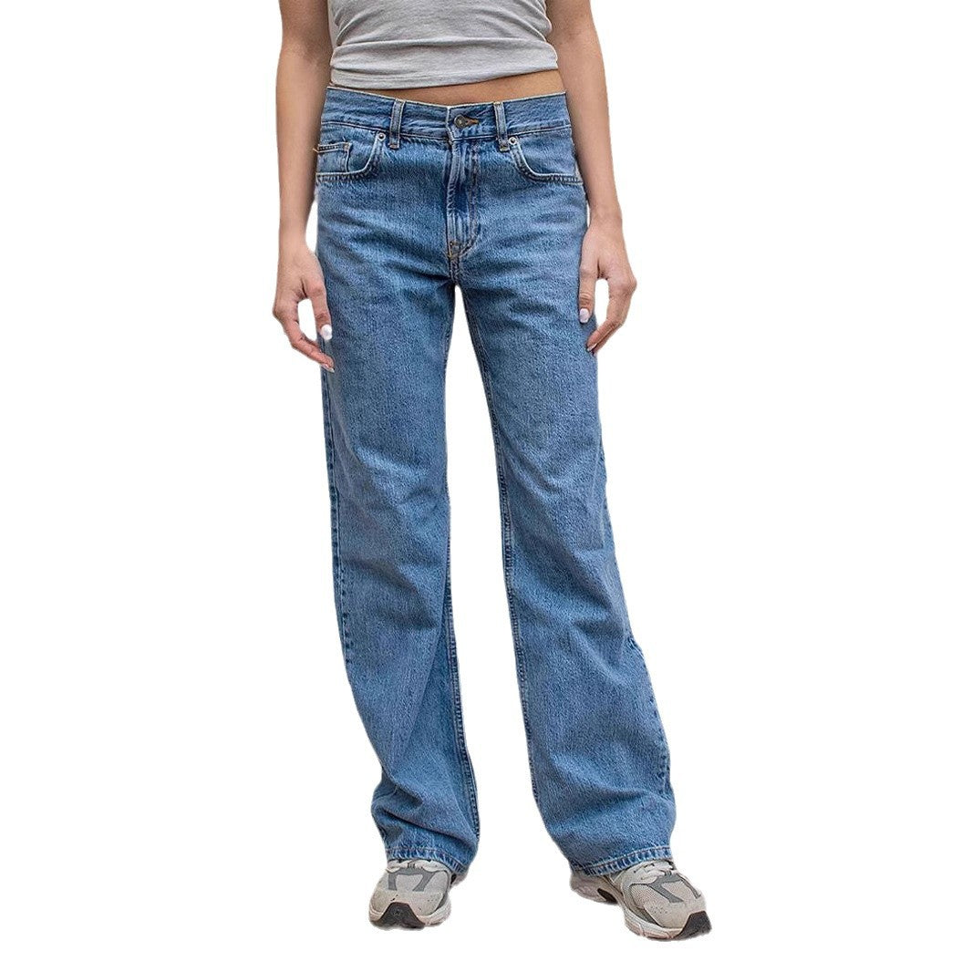 Damen weite Jeans mit lässigem Schnitt und ausgefranstem Saum Lisslune