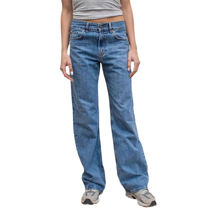 Damen weite Jeans mit lässigem Schnitt und ausgefranstem Saum Lisslune