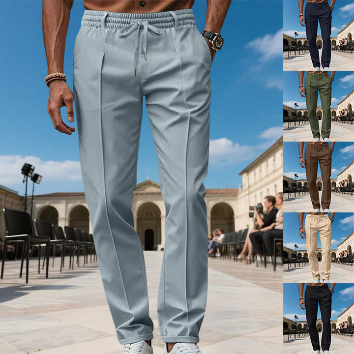 Men's elegant casual trousers with elastic waistband and modern pockets Lisslune
