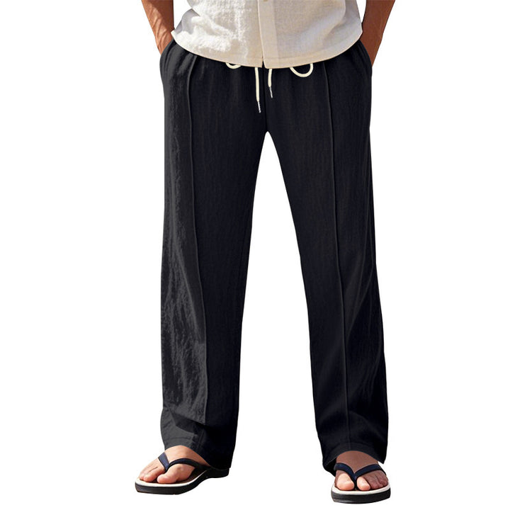 Men's Casual Beach Pants with Elastic Waistband and Side Pockets Lisslune