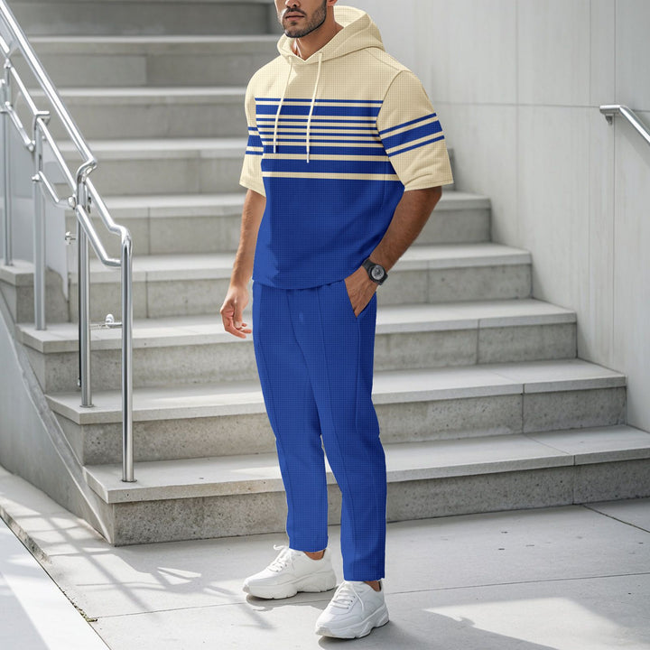 Men's Sporty Hoodie with Fashionable Striped Pattern and Comfortable Pants Lisslune