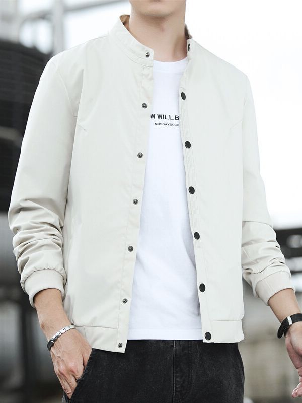 Men's lightweight transitional jacket with high collar and practical snap buttons Lisslune