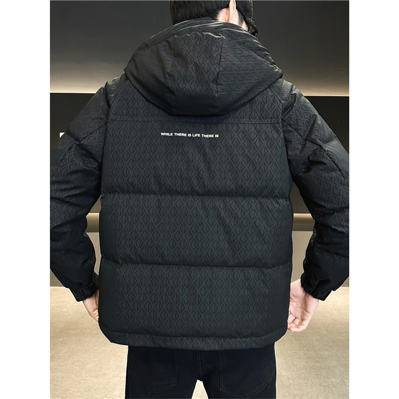 Men's Insulated Quilted Jacket with Hood and Practical Pockets Lisslune