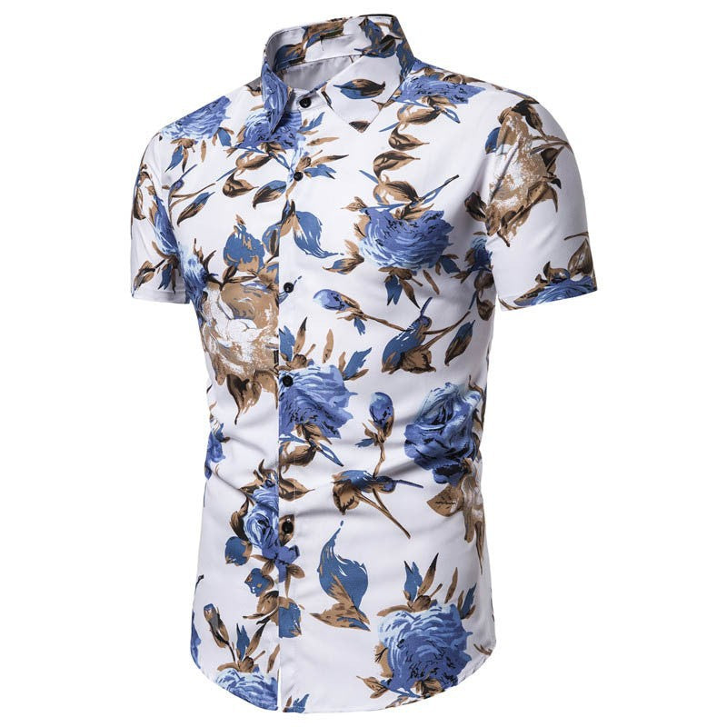 Men's short sleeve shirt with floral print and exclusive design Lisslune