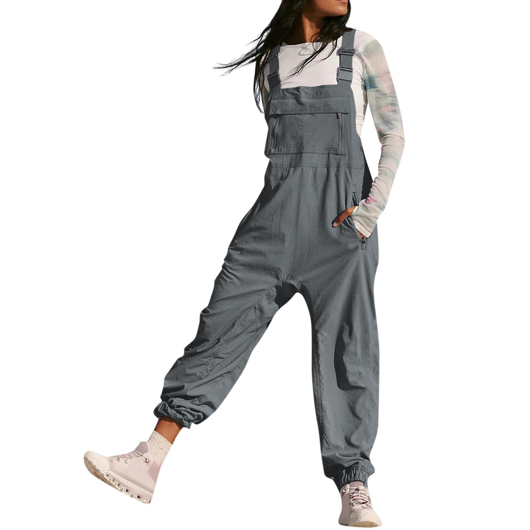Women's Casual Jumpsuit with Practical Pockets and Elastic Hem Lisslune