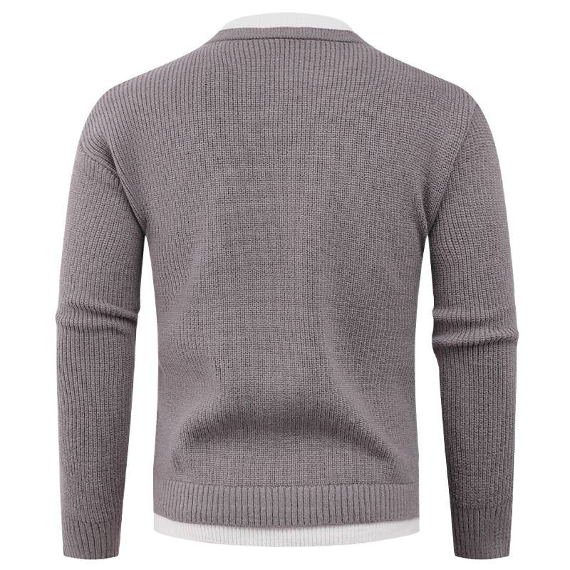 Men's knitted pullover with V-neck and fine structure Lisslune