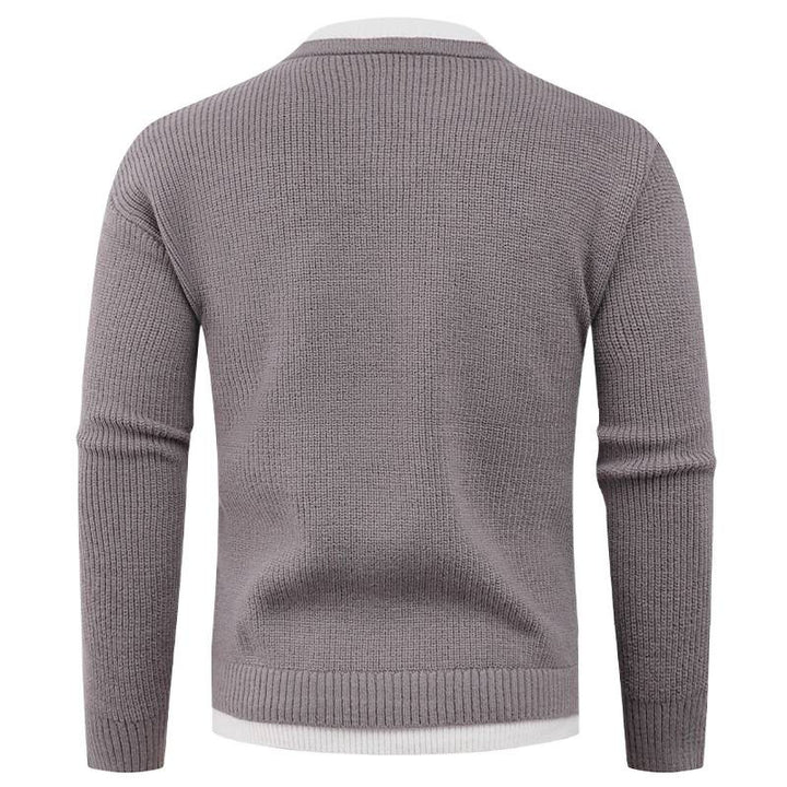 Men's knitted pullover with V-neck and fine structure Lisslune