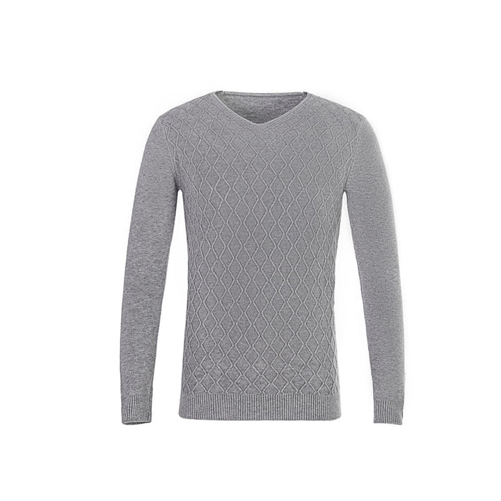 Men's V-neck sweater with textured pattern Lisslune