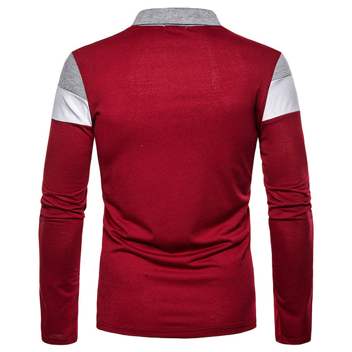 Men's long-sleeve polo shirt with sporty color block design Lisslune