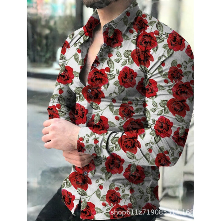 Men's long-sleeve shirt with floral print and elegant cut Lisslune