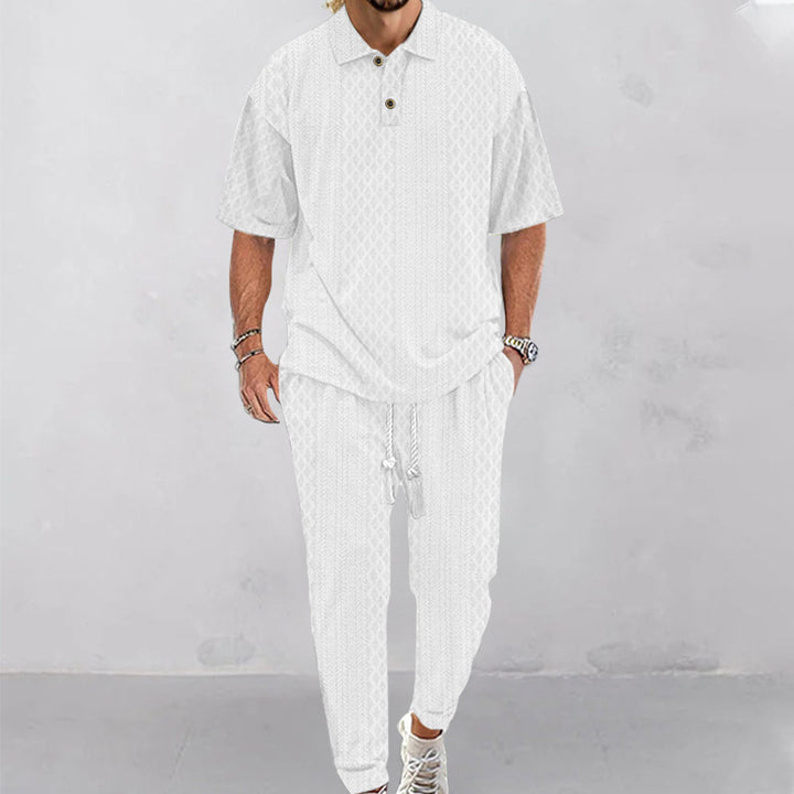 Men's Sporty Leisure Set with Structured Surface Lisslune