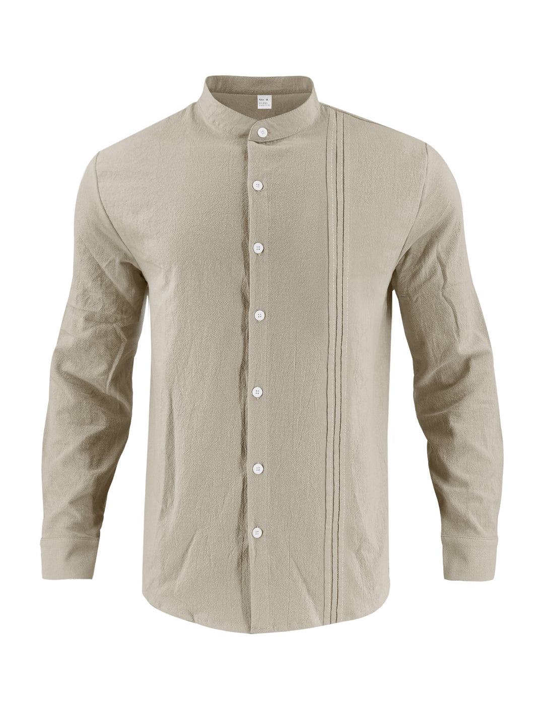 Men's fashionable long-sleeve shirt with textured surface and innovative stand-up collar Lisslune