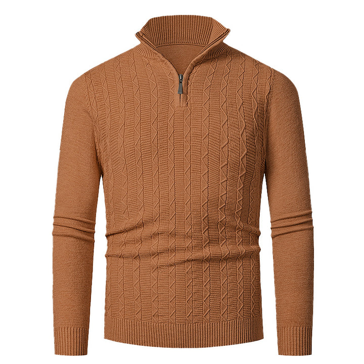 Men's knit sweater with high collar and fine cable design Lisslune