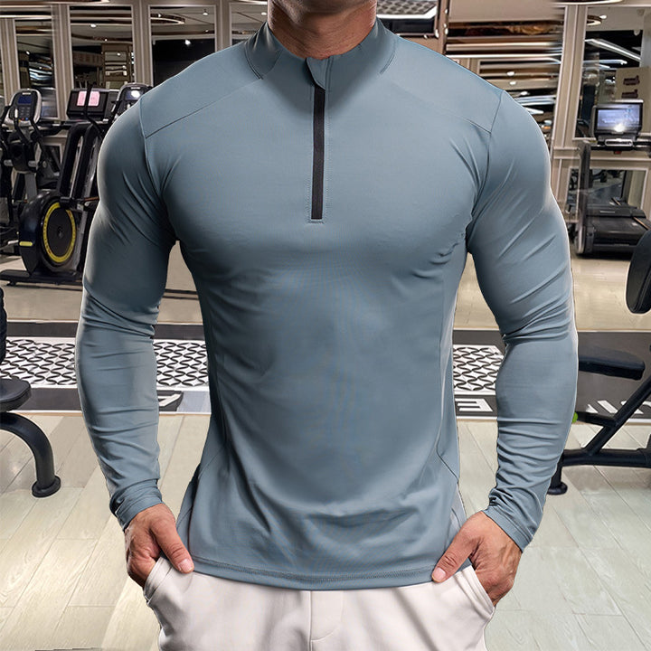 Men's functional shirt with high collar and short zipper Lisslune