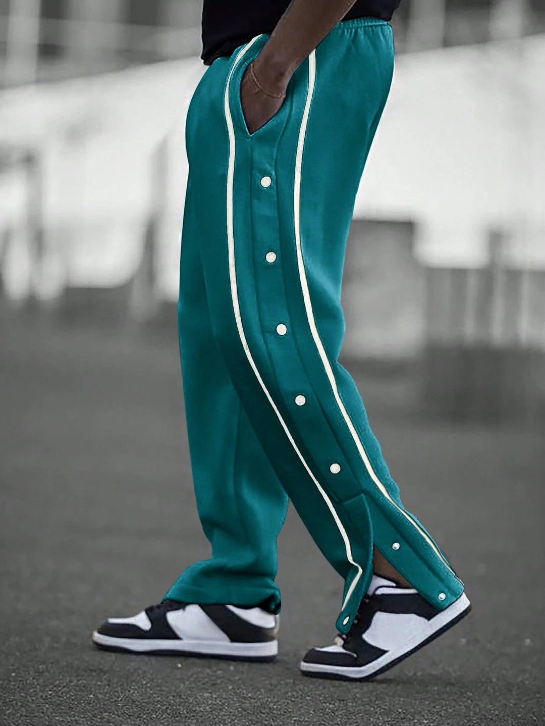 Men's Casual Sports Pants with Side Snap Buttons Lisslune